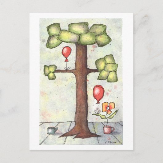 Arbre avec carte postale Aquarelle Ballotte (Devant)