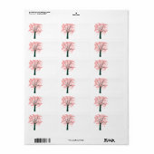 Arbre avec Étiquette de fleurs roses (Feuille entière)