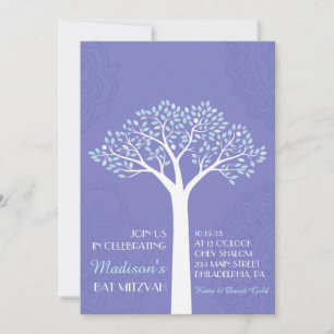 ARBRE AVEC ÉTOILES Invitation Bat mitzvah