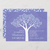 ARBRE AVEC ÉTOILES Invitation Bat mitzvah (Devant / Derrière)