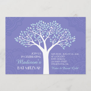 ARBRE AVEC ÉTOILES Invitation Bat mitzvah