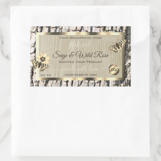 Arbre Beige Orge Or Cadre produit Étiquettes Ajout (Sac)