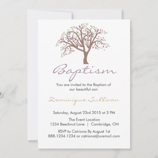 Arbre blanc | Invitation au baptême (Devant)