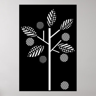 Arbre blanc noir sur affiche arrière - plan noir