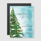 Arbre bleu Aquarelle Noël Invitation à la fête de (Devant / Derrière)