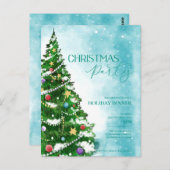 Arbre bleu Aquarelle Noël Invitation à la fête de (Devant / Derrière)