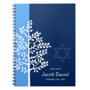 Arbre bleu de marine de livre d'invité de Mitzvah