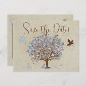 Arbre bleu et Brown Faire-part de mariage #2 (Devant / Derrière)