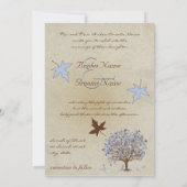 Arbre bleu et Brown Faire-part de mariage #2 (Dos)
