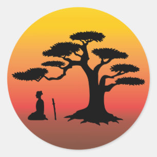 Arbre bonsaï au coucher du soleil - Sticker