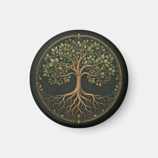 Arbre botanique, Arbre de Vie, Magnet Rond (Devant)