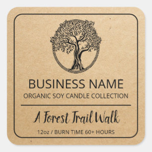 Arbre cadre Kraft Brown Soy Candle Étiquette