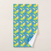 Arbre Citron Monogrammé Bleu Azur Décor de Jeunes (Serviette à main)