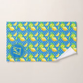 Arbre Citron Monogrammé Bleu Azur Décor de Jeunes (Serviette à main)