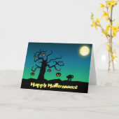 Arbre Citrouille éffrayant Halloween - Carte de vo (Fleur jaune)