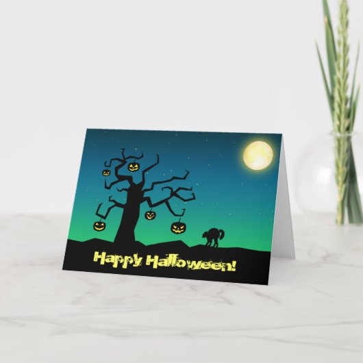 Arbre Citrouille éffrayant Halloween - Carte de vo (Devant)