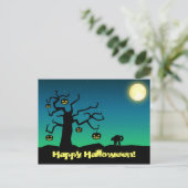 Arbre Citrouille Halloween éffrayant - Carte posta (Debout devant)