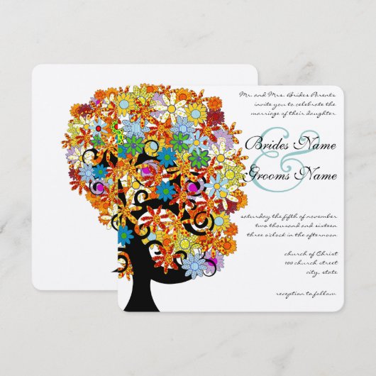 Arbre d'amour romantique Invitation de mariage (Devant / Derrière)