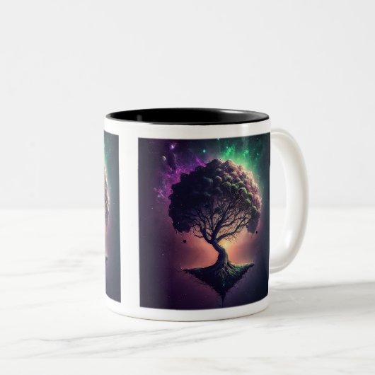 Arbre dans la Mug spatiale à deux tons, 11 oz (Devant droit)