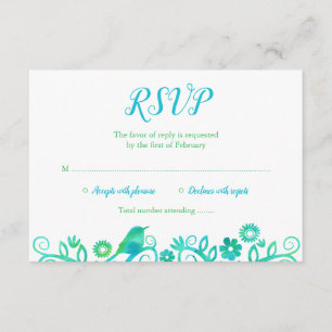 Arbre d'aquarelle de la vie vert turquoise RSVP