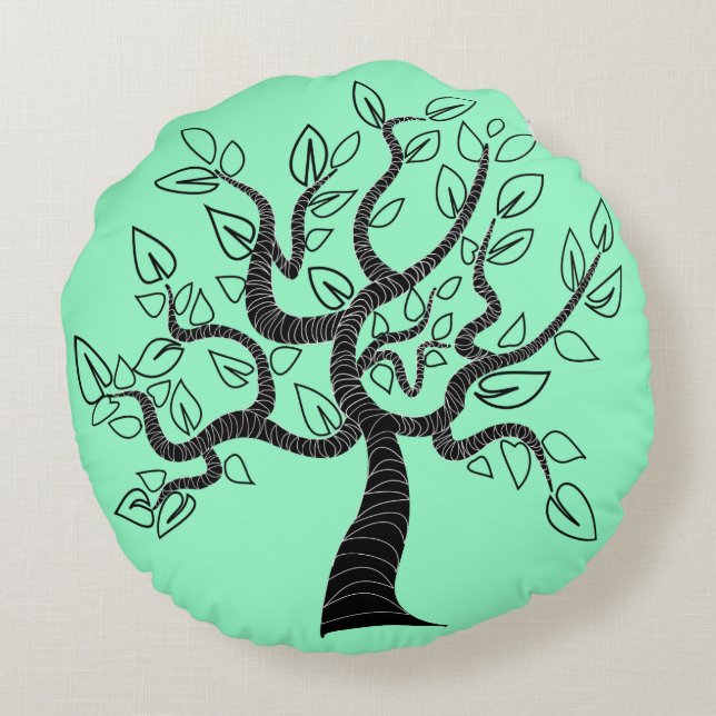 Arbre d'art turquoise Coussin arrondi (Dos)