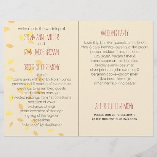 Arbre d'automne, automne bi pli programme de maria (Dos)