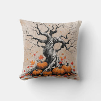 Arbre d'automne avec Coussin Citrouille