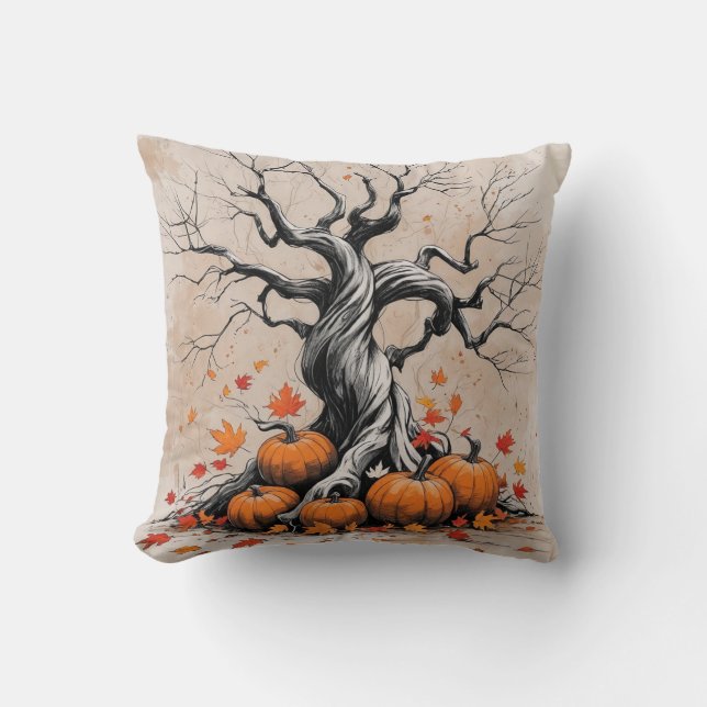 Arbre d'automne avec Coussin Citrouille (Recto)