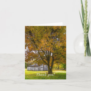 Arbre D'Automne Et Grange Carte de remerciements D