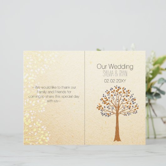 Arbre d'automne, Mariage rustique bi pli programme (Debout devant)