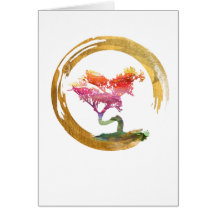 Arbre de bonsaïs. Cercle d'Enso de zen. Aquarelle