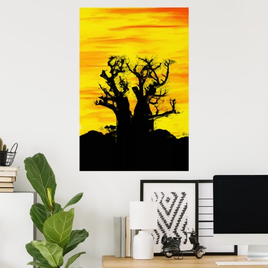 Arbre de caisse dans les huiles Impression d'archi (Bureau à domicile)