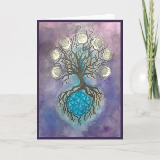Arbre de carte de voeux de blanc de la vie (Devant)