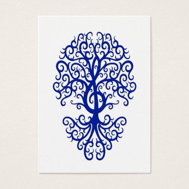 Arbre de Clef Arbre Musical Bleu sur Blanc (Devant)