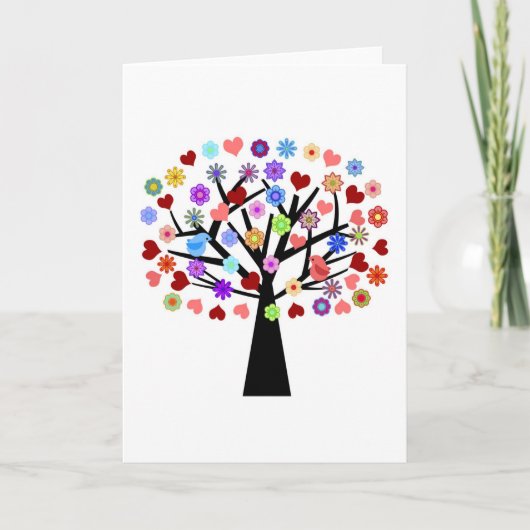 Arbre de coeur avec une paire de carte de voeux (Devant)