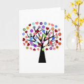 Arbre de coeur avec une paire de carte de voeux (Fleur jaune)
