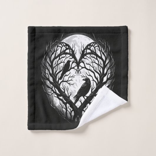 Arbre de cœur de corbeau corneille  (Gant de toilette)