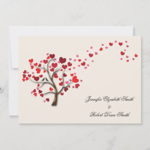 Arbre de coeur rouge sur Faire-part de mariage d'i