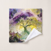 Arbre de fantaisie abstrait violet vert jaune bleu (Gant de toilette)