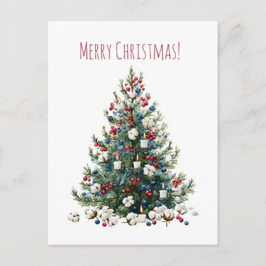 Arbre de fêtes de Noël à l'aquarelle, Carte de vœu (Devant)