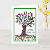 Arbre de floraison artistique de carte de journée (Fleur jaune)