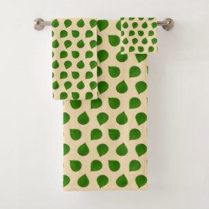 Arbre de Jade Feuilles Vertes sur Beige Doré