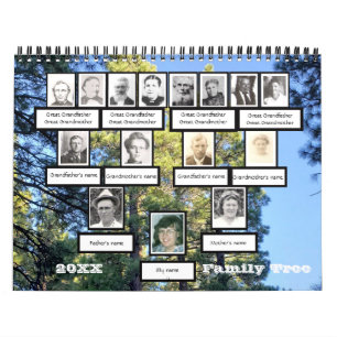 Arbre de la famille photo Douze calendrier Arrière
