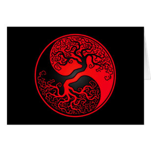 Arbre de la vie rouge et noir Yin Yang