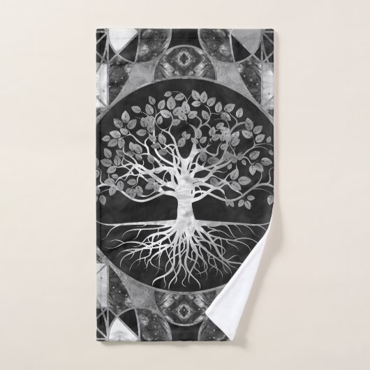 Arbre de la vie - Yggdrasil - marbre et or (Serviette à main)
