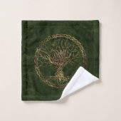 Arbre de la vie - Yggdrasil - vert et or (Gant de toilette)
