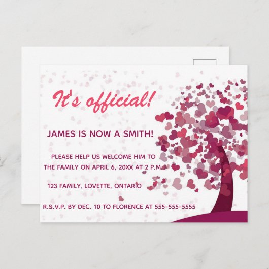 Arbre de l'amour Adoption Celebration Invitation (Devant / Derrière)