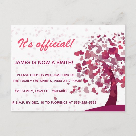 Arbre de l'amour Adoption Celebration Invitation (Devant)