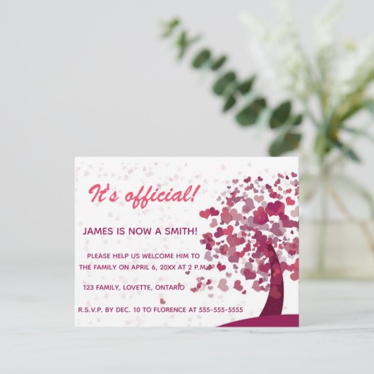 Arbre de l'amour Adoption Celebration Invitation (Debout devant)