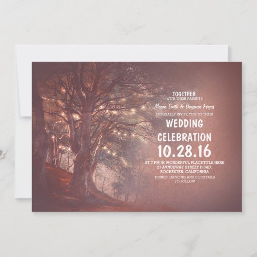 Arbre de lumières à cordes Invitations de mariage  (Devant)